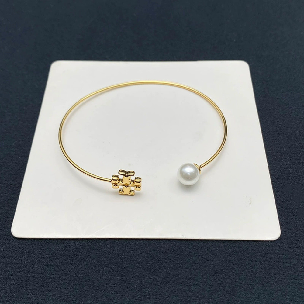 Tory Burch Pearl Inlay Letter Open Earrings